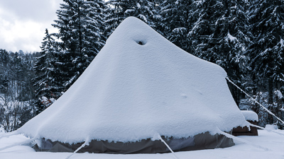 Sneeuwbelasting op canvas tenten